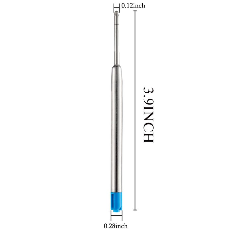 DunBong Blue Ink Refill Pack of 5, Replaceable Ballpoint Pen Refills, Medium Point Metal Refill (Blue) - Image 3